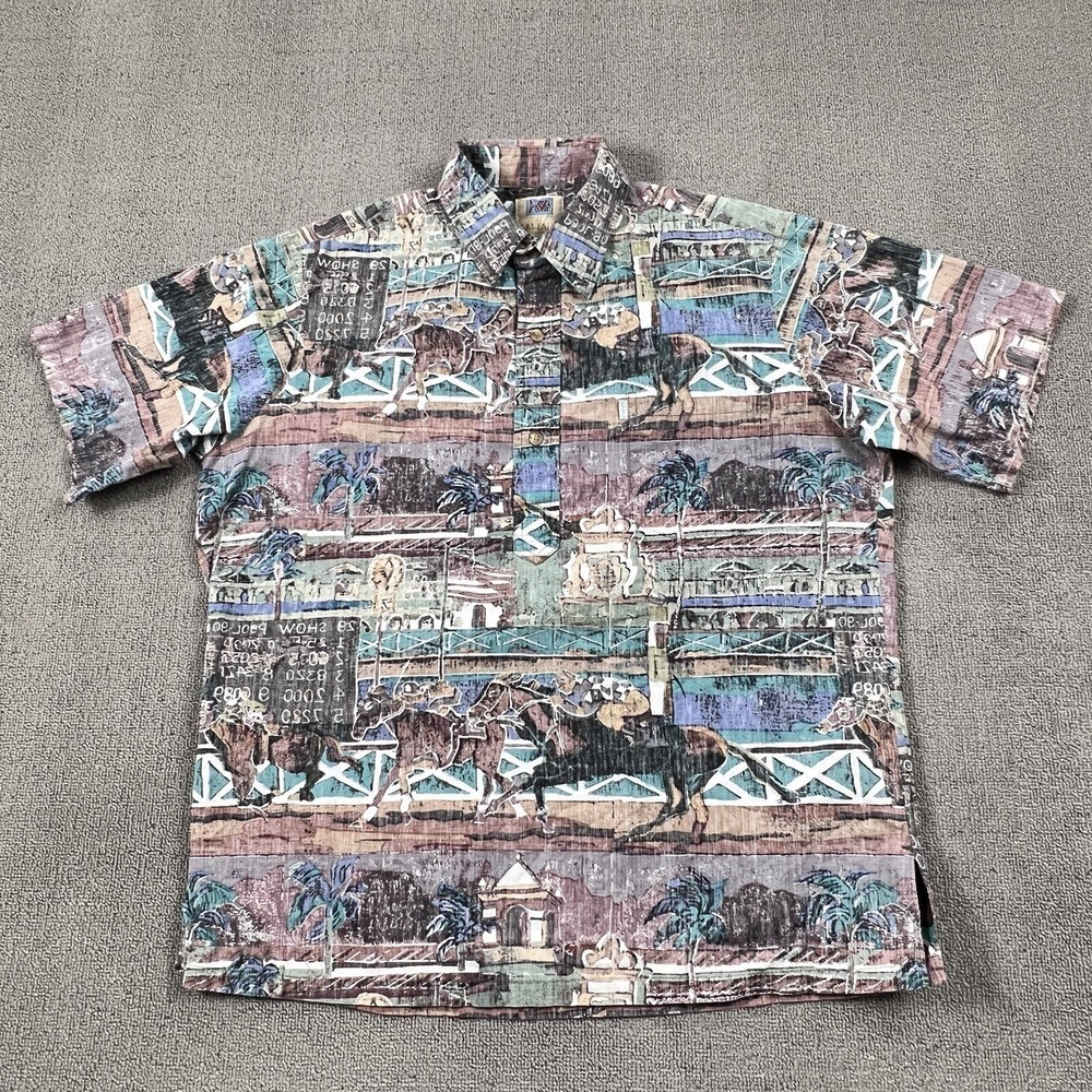 Kahala Polo Shirt Adult Large Short Sleeve Hawaiian Avi Casual Men's
